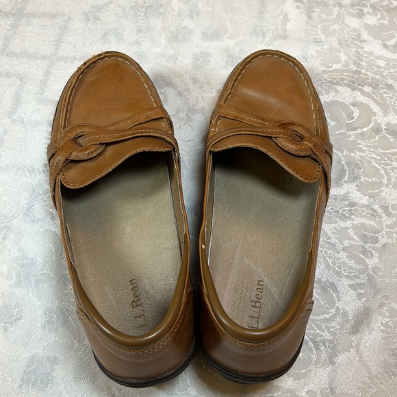 LL Bean Women’s Tan Leather Slip-On Loafer Wedge Shoes, Size 8 M, L.L. Bean EUC - Picture 4 of 11